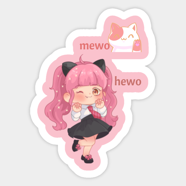 Anime girl and cat  anime girl  sticker  teepublic